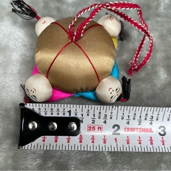 Vintage Embroidered Silk Chinese Sumo Wrestlers Figures Holiday Ornaments 6 ct - Picture 7 of 9
